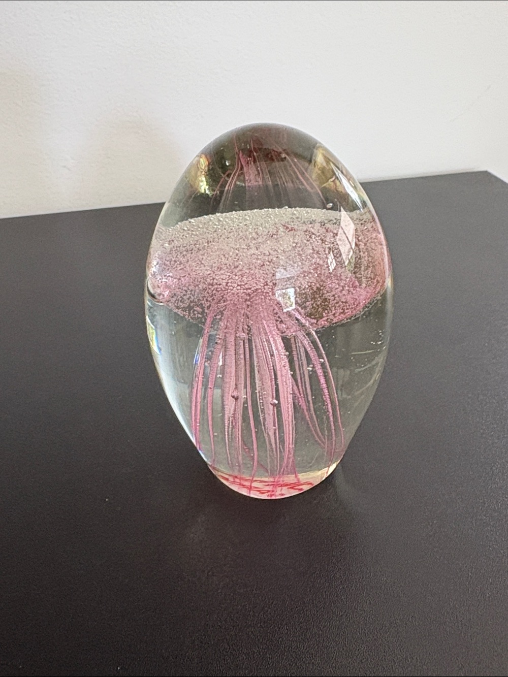 Art Glass  Jellyfish Paperweight - Pink Home Art  jellyfish glow in dark